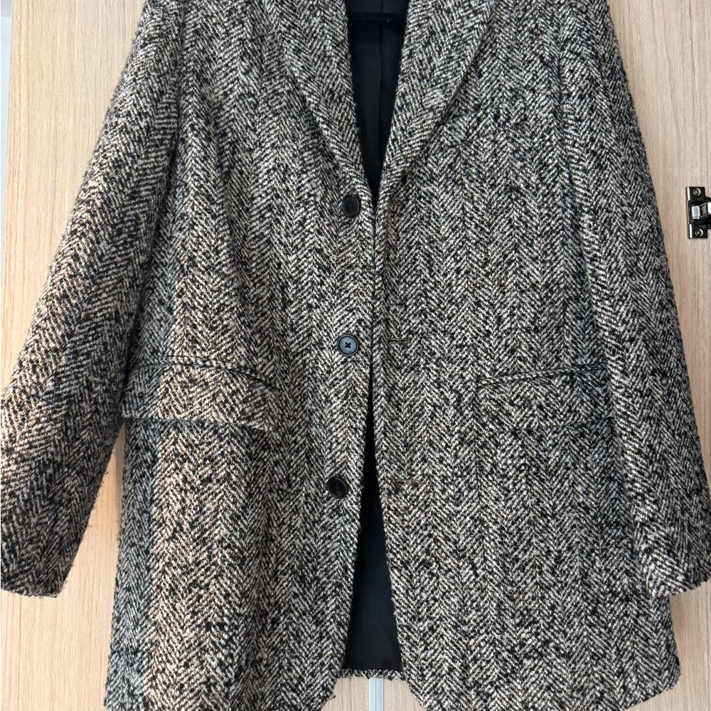 Herringbone Tweed Blazer Coat
